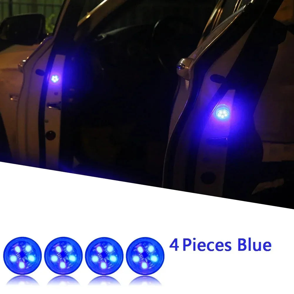 LED Car Opening Door Safety Warning Anti Collision Lights Magnetic Sensor Strobe Flashing Alarm Parking Lights Prevent Accidents