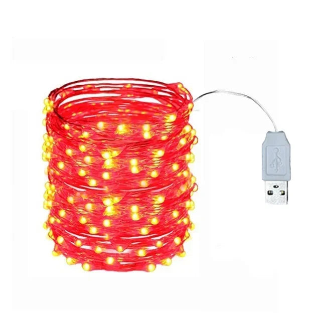USB LED String Lights Copper Silver Wire Garland Light Waterproof LED Fairy Lights For Christmas Wedding Outdoor Decoration
