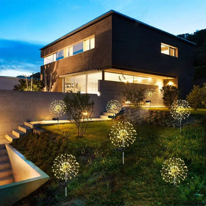 60 LED Solar Power Firework Lights Garden Decoration Fairy Lights Waterproof Outdoor Dandelion Lawn Lamp for Patio Garden Decor