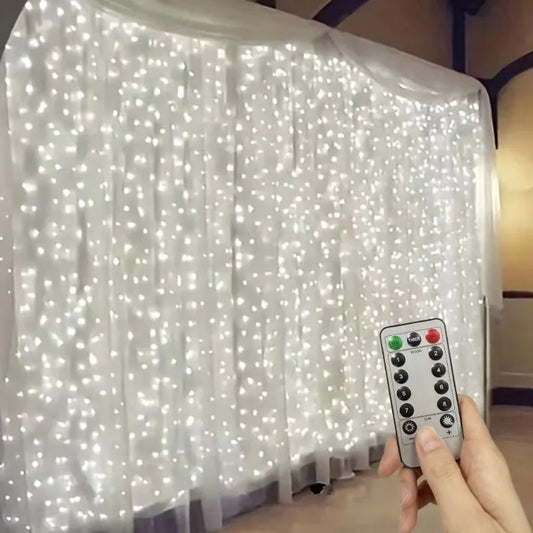 USB Powered Christmas Fairy Curtain Lights with Remote 8 Modes for Holiday Bedroom Wedding Xmas Tree and Window Decorations