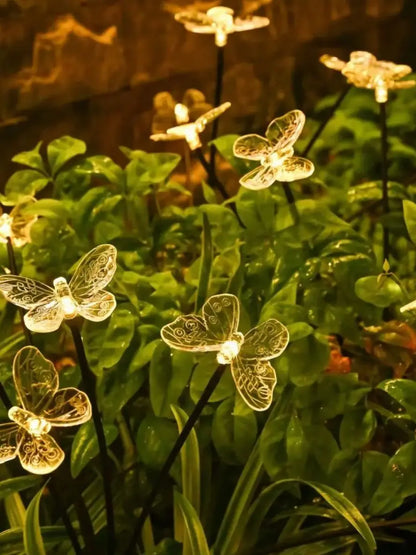 1PC 6-head LED Solar Butterfly Lights Outdoor 2 Modes Decoration Lights,Ground Plug Light For Garden,Lawn,Courtyard,Landscape