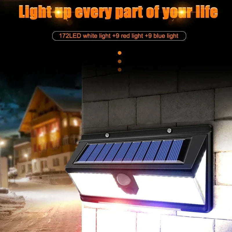 190led Solar Led Light Outdoor Garden Decoration Wall Lamp with 4 Mode IP65 Waterproof Solar Motion Sensor Light for Yard Door