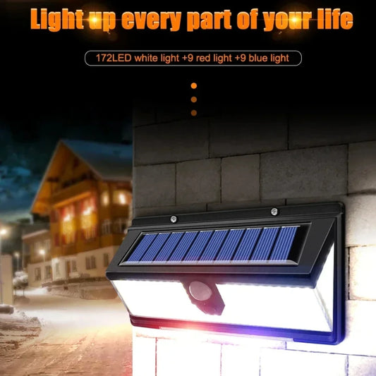 190led Solar Led Light Outdoor Garden Decoration Wall Lamp with 4 Mode IP65 Waterproof Solar Motion Sensor Light for Yard Door
