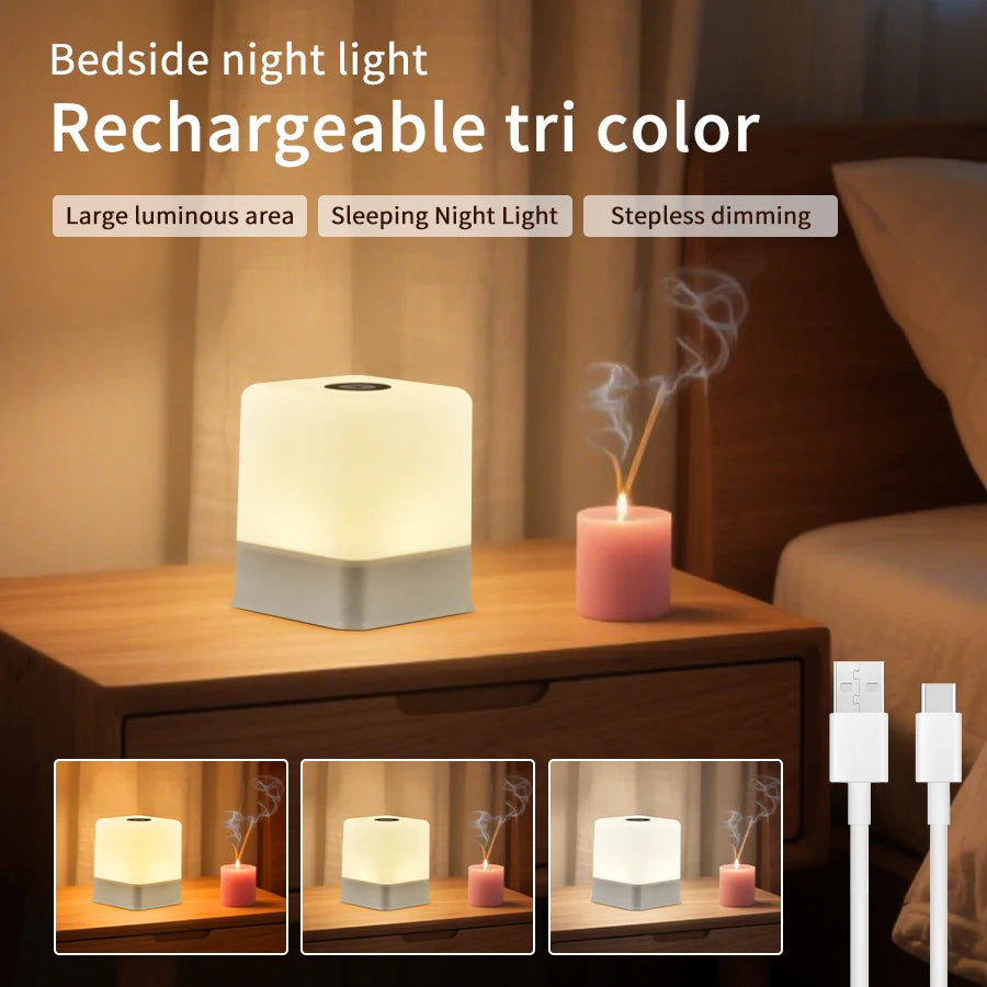 RGB White Led Table Lamp Rechargeable Bedroom Bedside Night Light Desk Bar Room Decor Ambient Lighting Mood Light Book Reading