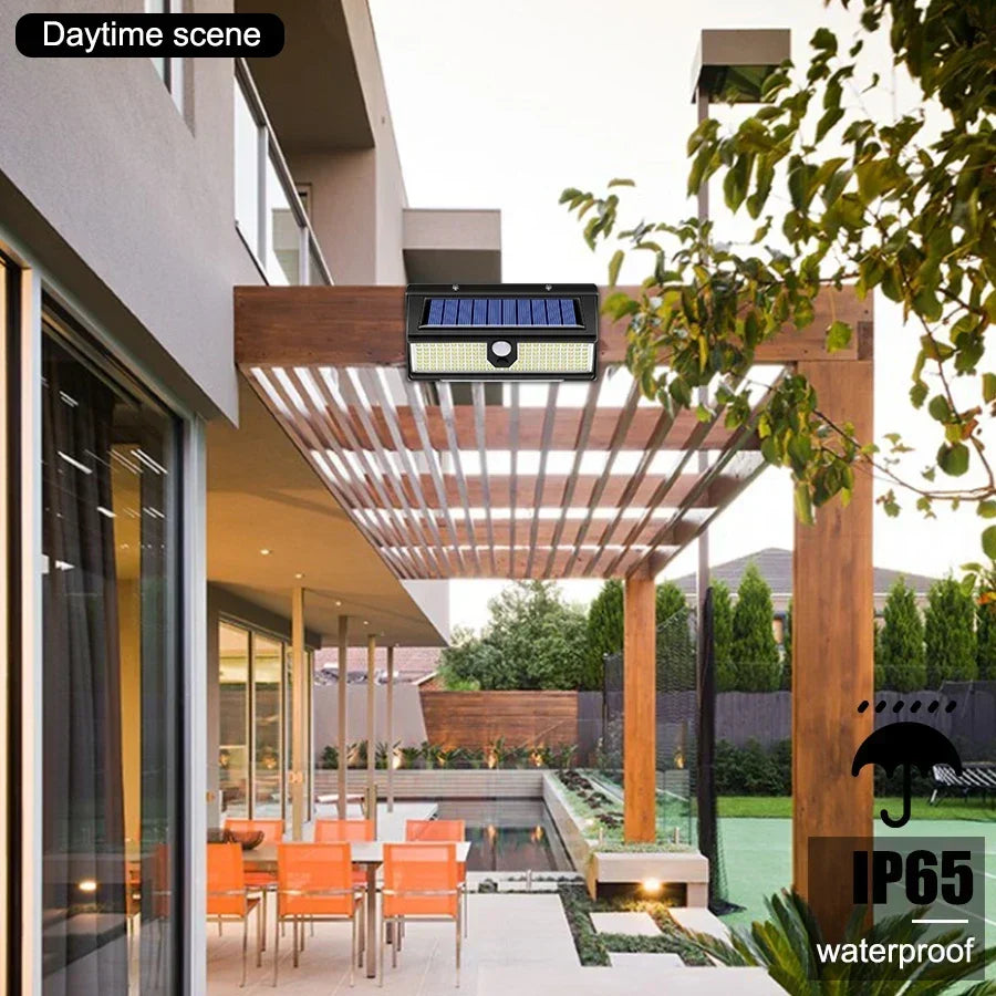 190led Solar Led Light Outdoor Garden Decoration Wall Lamp with 4 Mode IP65 Waterproof Solar Motion Sensor Light for Yard Door