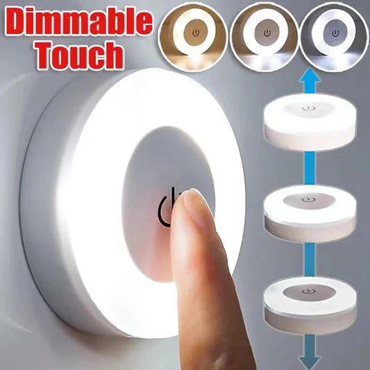 LED Touch Sensor Night Light 3Color Dimming USB Rechargeable Wall Lamp for Living Room Aisle Bedroom