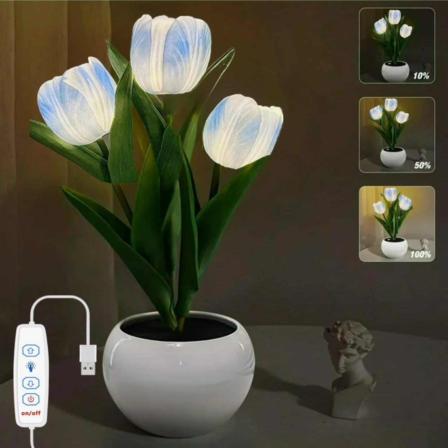 LED Tulip Lamp Touch and Button Dimming Simulation Flower Atmosphere Desk Light Room Table Decoration Lamp Gift for Girl Friend