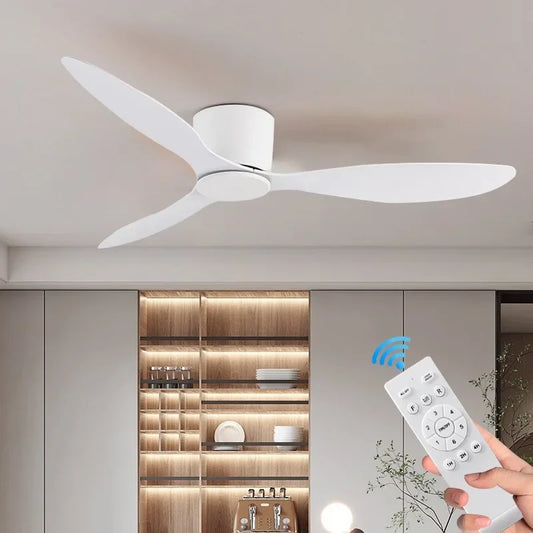 42 52 Inch Ceiling Fans With Lights Led 3 Color 6 Speeds DC Motor Fans Remote Control Low Floor Decorative Fans With Lighting