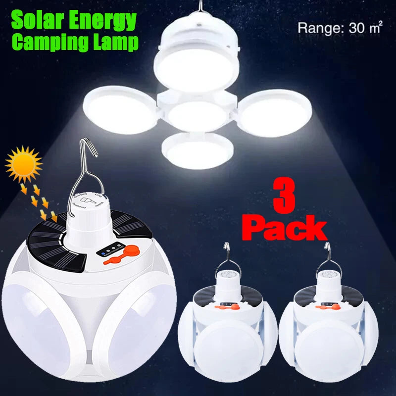 Solar Camping Lamp 5 Modes SOS Waterproof USB Rechargeable Energy LED Remote Control Foldable Lantern Portable Emergency Lamp