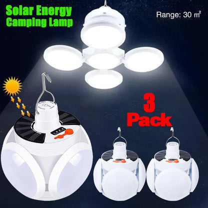 Solar Camping Lamp 5 Modes SOS Waterproof USB Rechargeable Energy LED Remote Control Foldable Lantern Portable Emergency Lamp