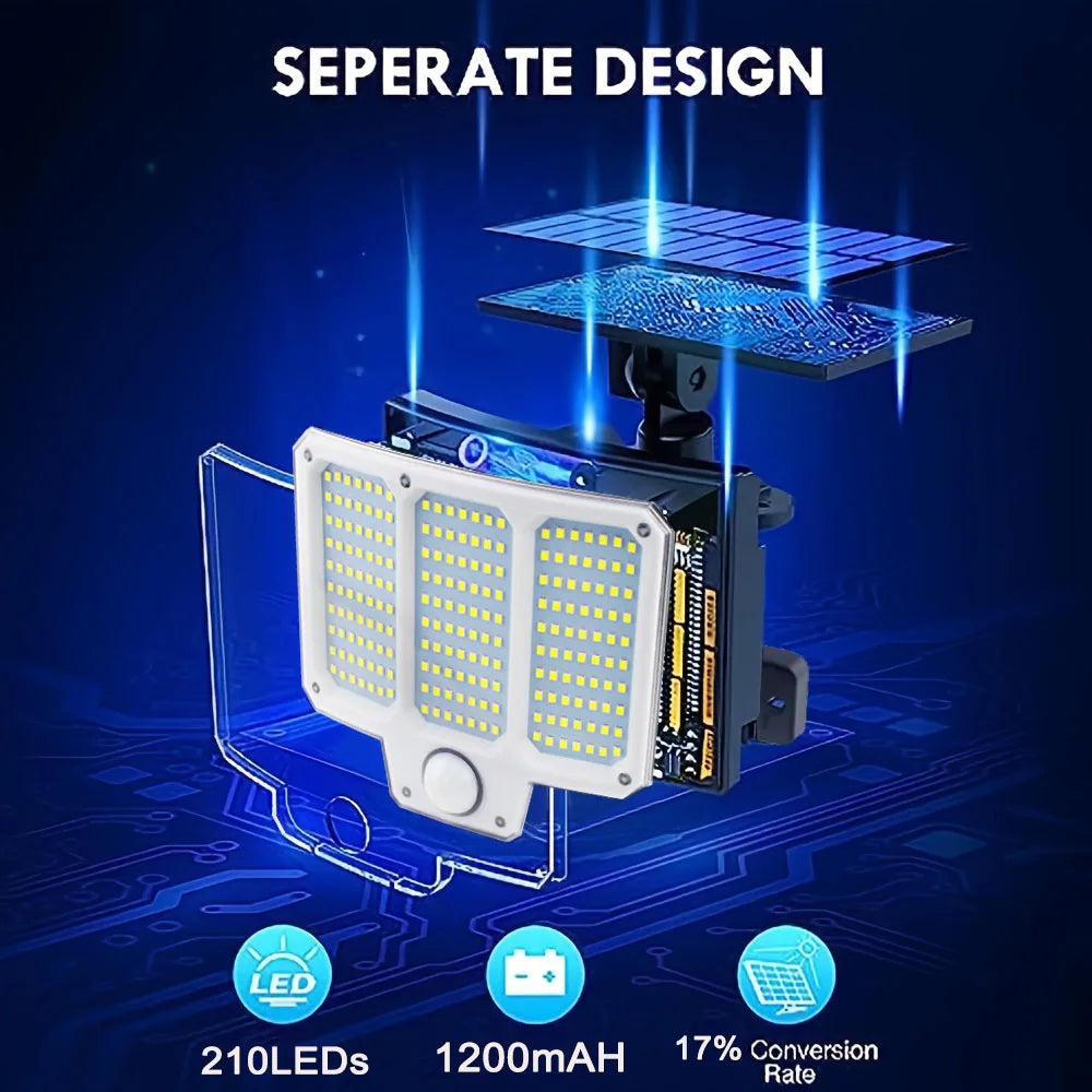 210 LED Solar Split Light With Remote Control, Motion Sensor Outdoor Garden Courtyard Waterproof Decor Lighting Solar Wall Lamp