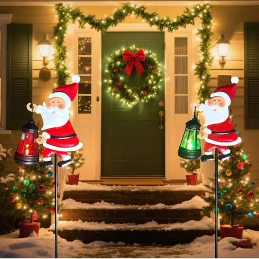 Christmas Solar Kettle Lights Garden Lawn Decorative Santa Claus Kettle Ground Lamp Solar LED Night Lights Outdoor Decor