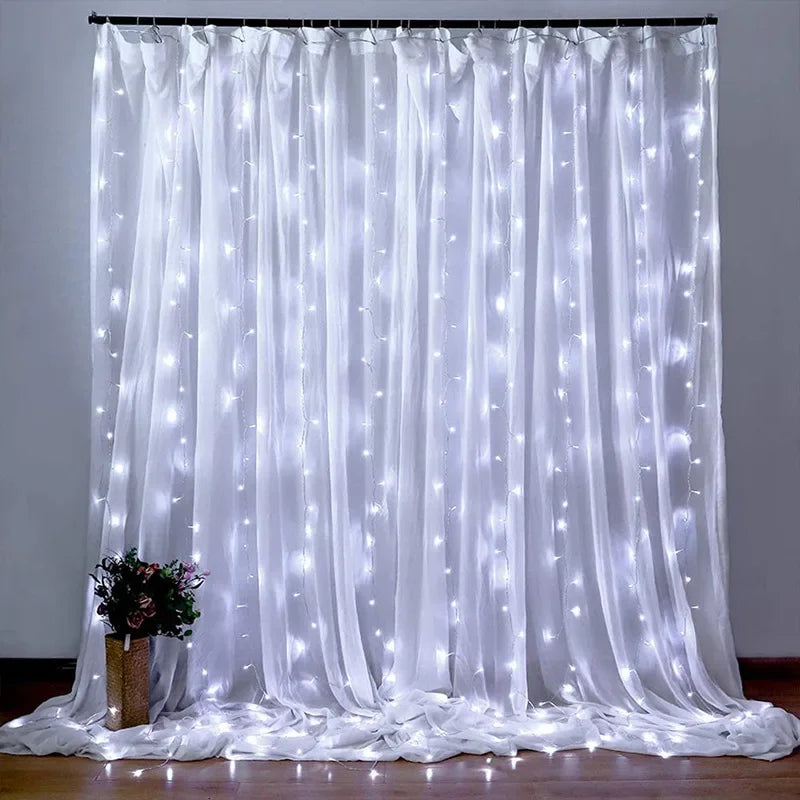 3/4/6m Curtain LED String Lights Garland USB Festoon Remote Control Fairy Garland Lights Christmas Decoration for Bedroom Home
